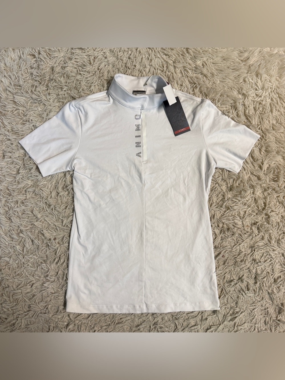 New Women’s Size IT42 White Animo Short Sleeve Horseback Riding Show Shirt